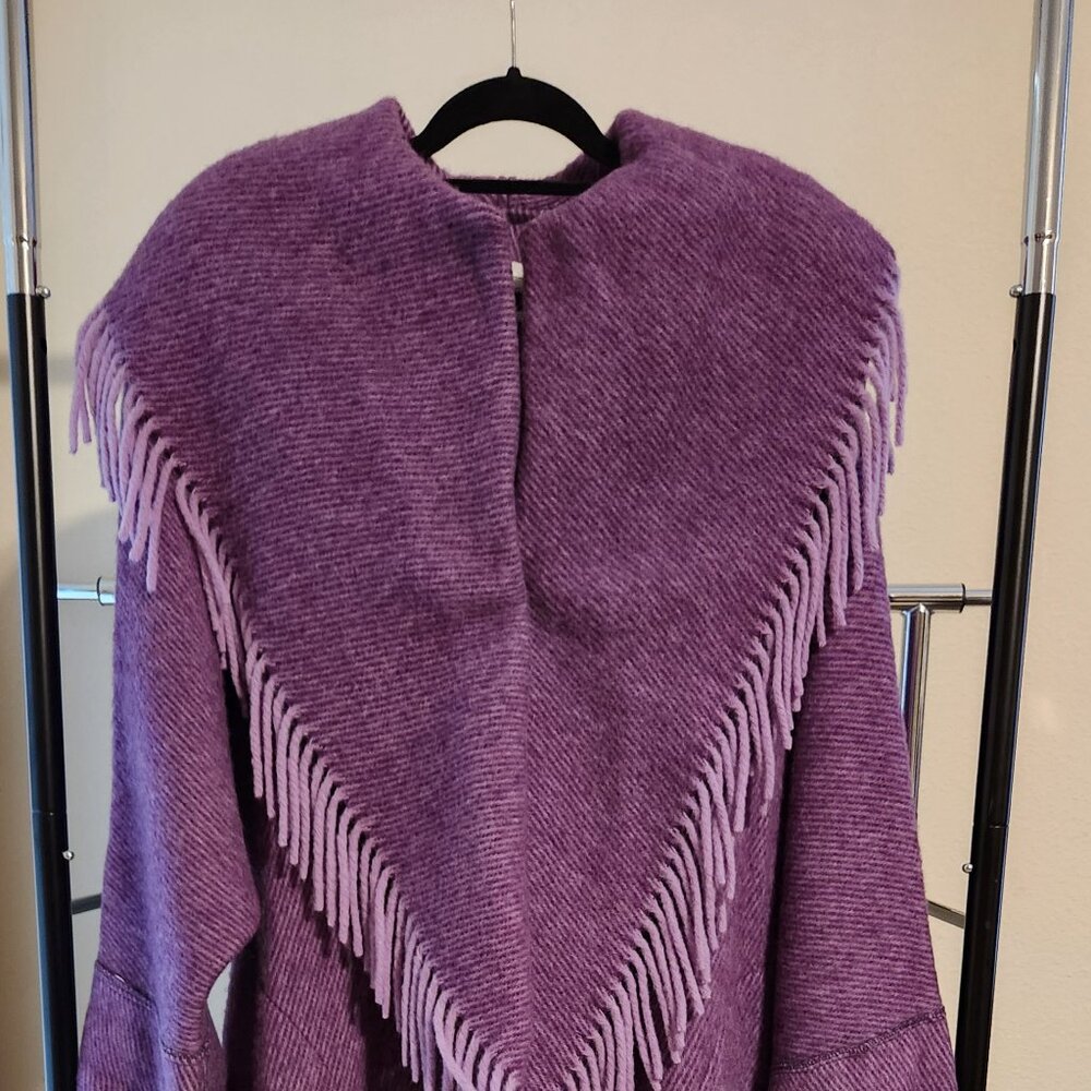Lavender Wool Coat With Fringe